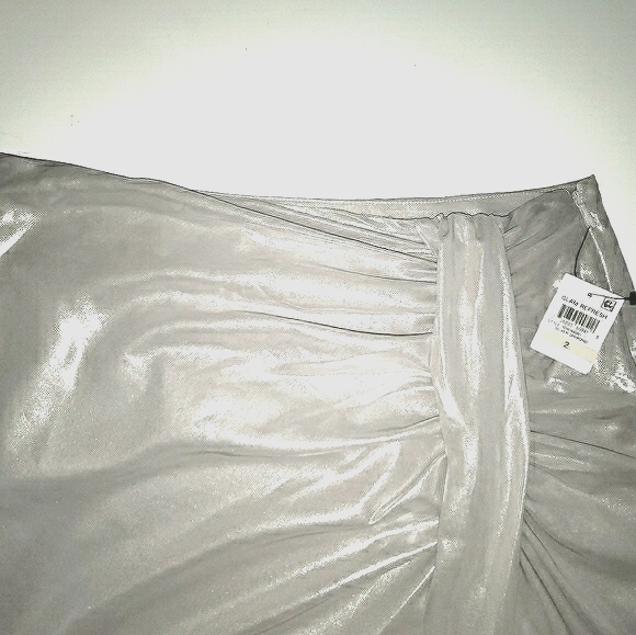 Silver Satin Metallic Mini Skirt - Picture 4 of 6